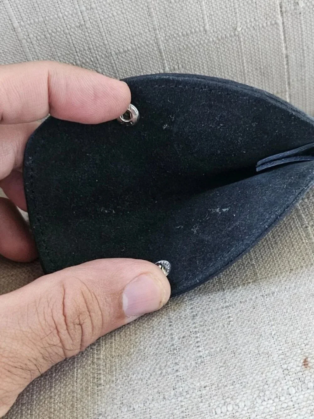 Lot of 2 Key Fob Keychain Black Handmade Genuine Leather Leaf Shape Keys
